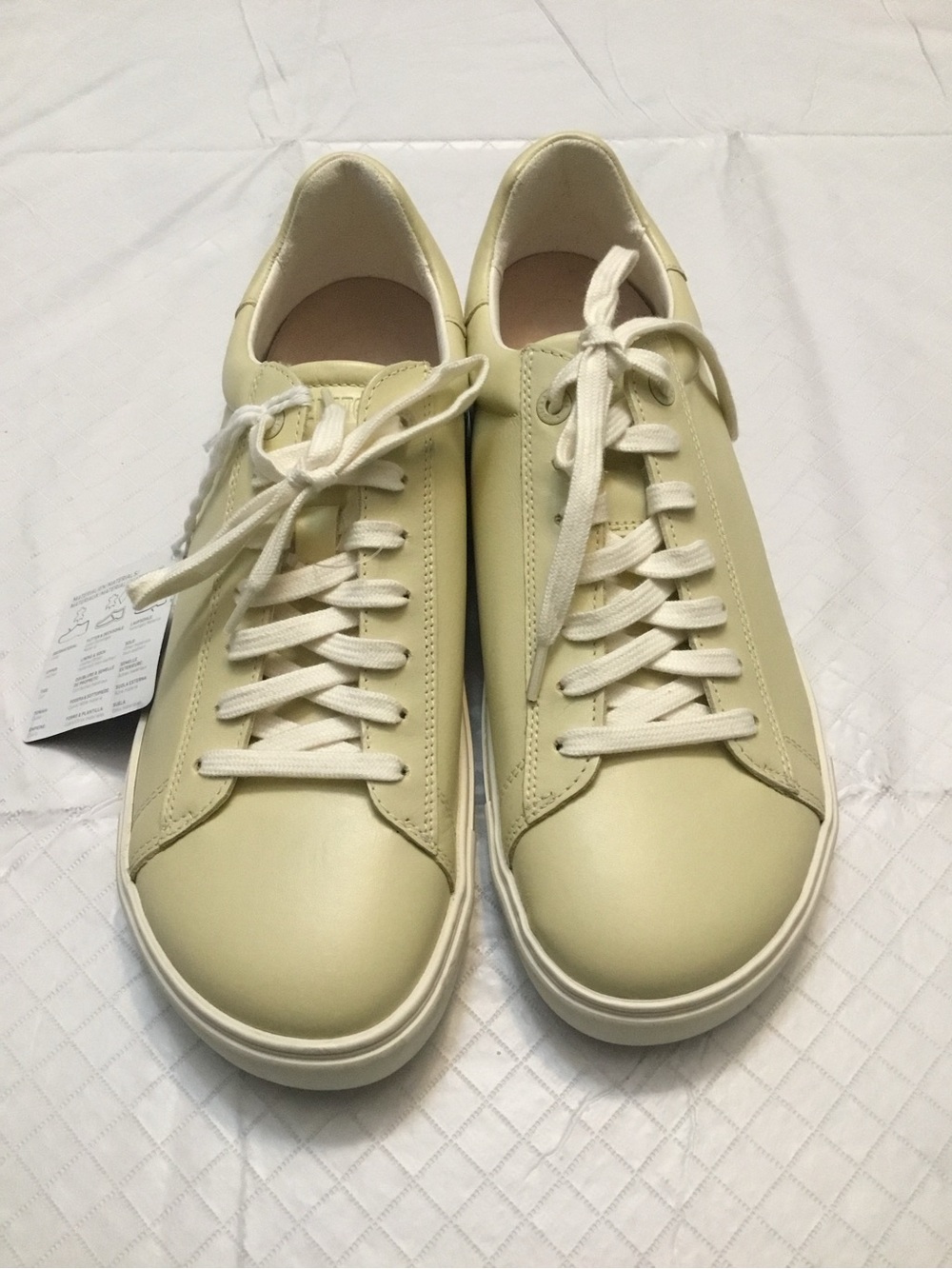 Birkenstock Cream Lace-Up Leather Sneakers Padded Insole Size 10 New